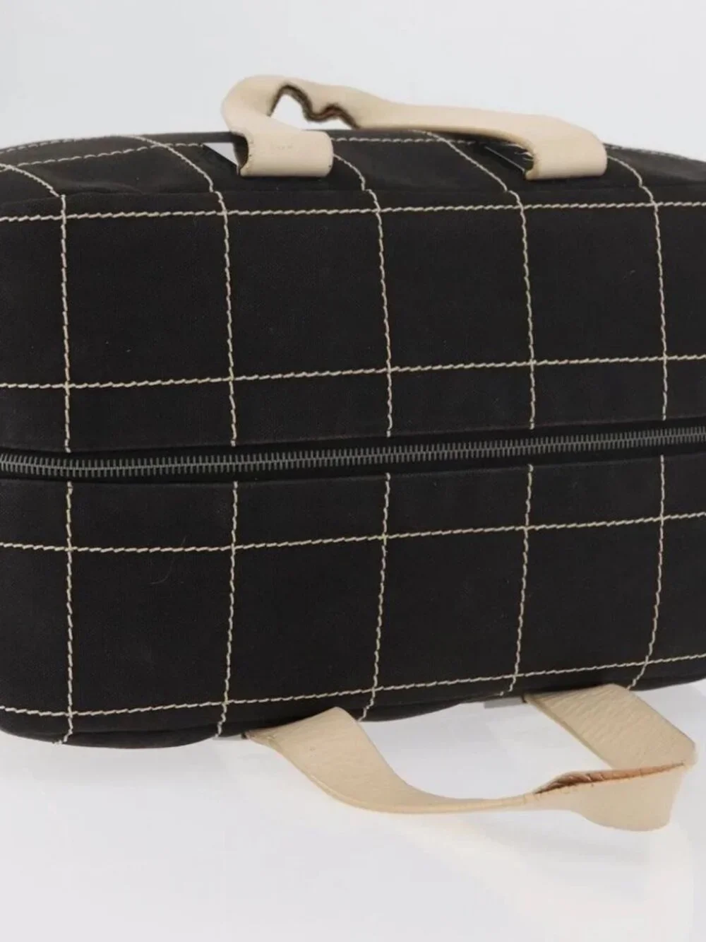 CHANEL Hand Bag Canvas Black CC Auth 131003